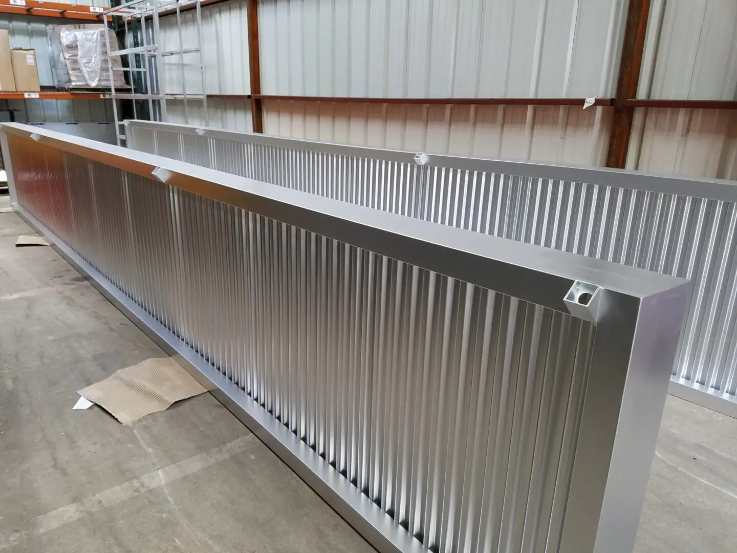 View of the stainless steel railing on the display