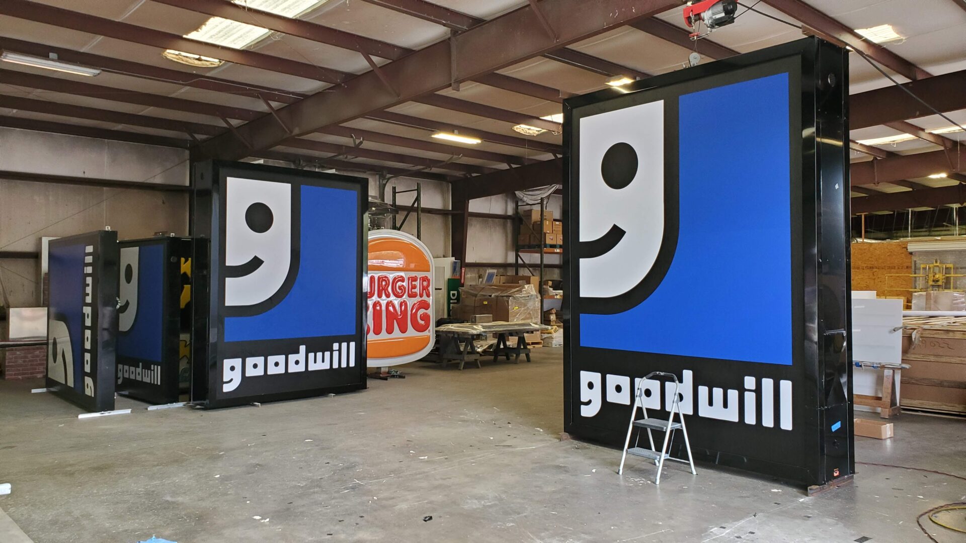 Goodwill sign board in blue and black