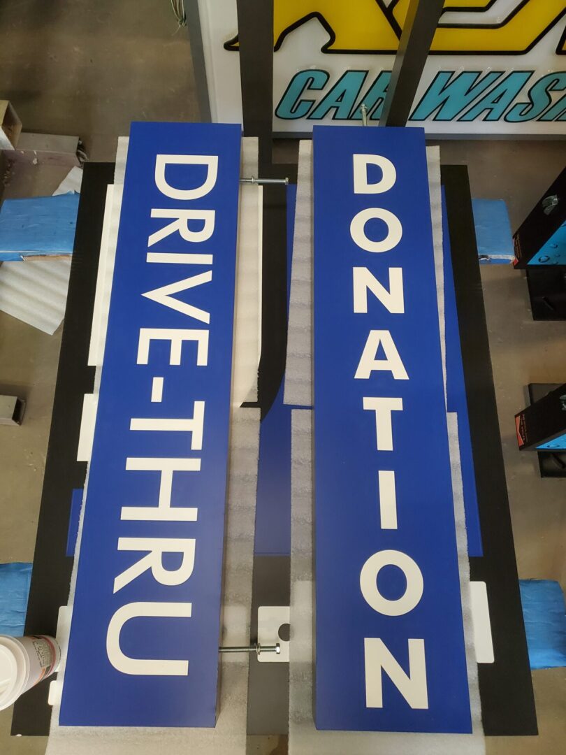 Drive thru donation sign board