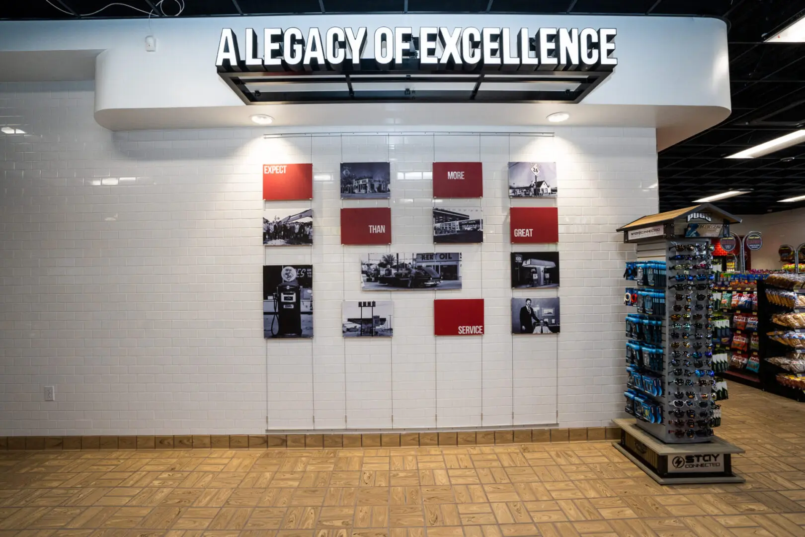 A legacy of excellence name board on the display